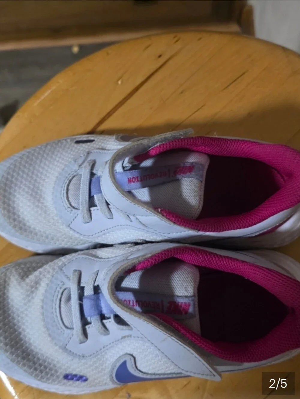 Nike Kids White & Purple Sneakers with Pink Lining - Picture 3 of 5